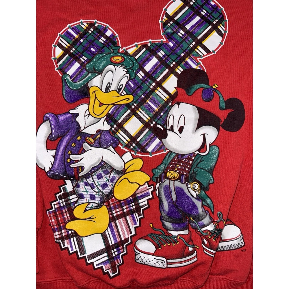 Vintage 90s Mickey Unlimited Disney Sweatshirt Red Donald Duck Mickey Mouse‎ XL - Picture 2 of 7